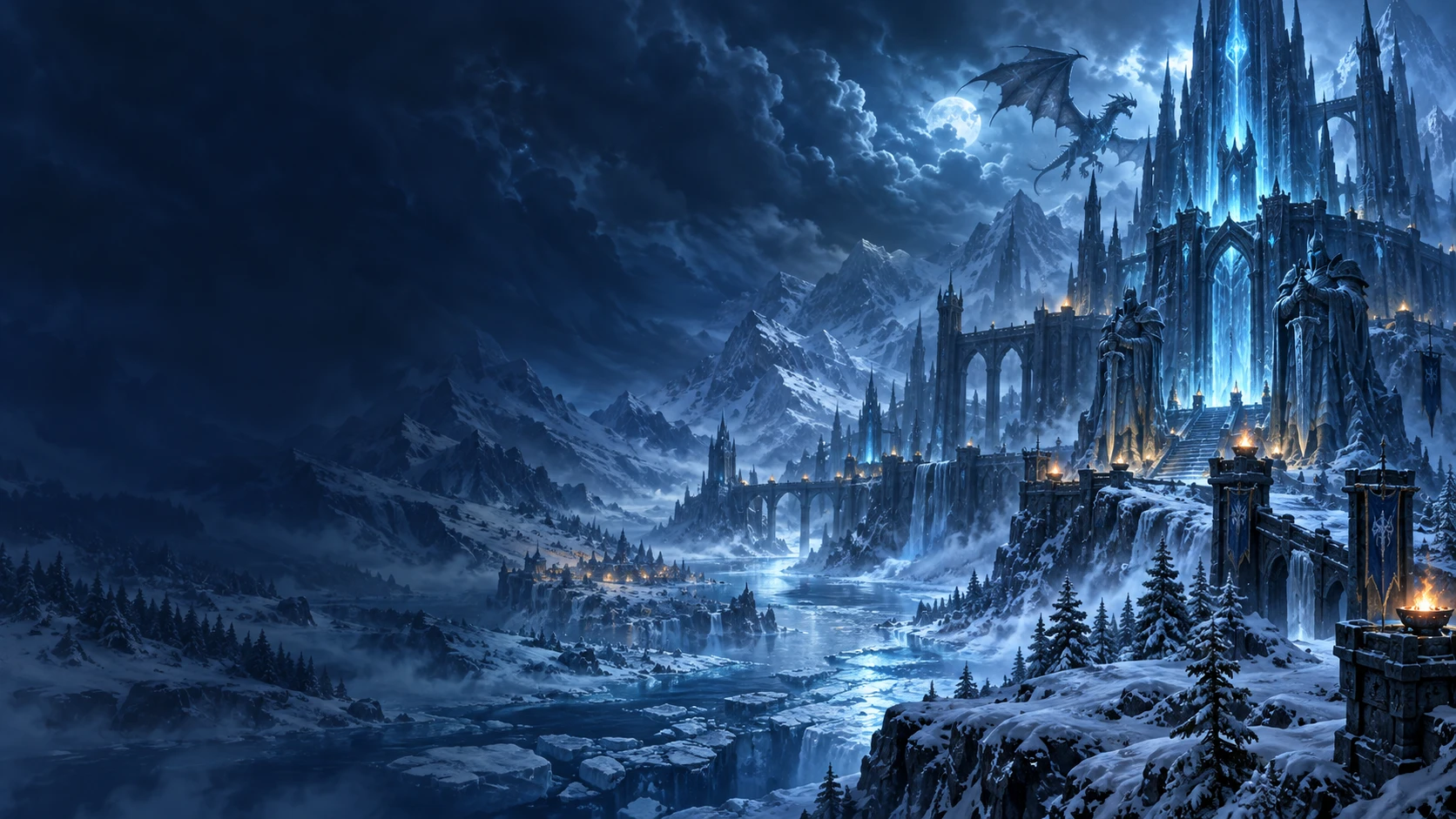 Drachen und eisige Zitadelle im Norden von Azeroth